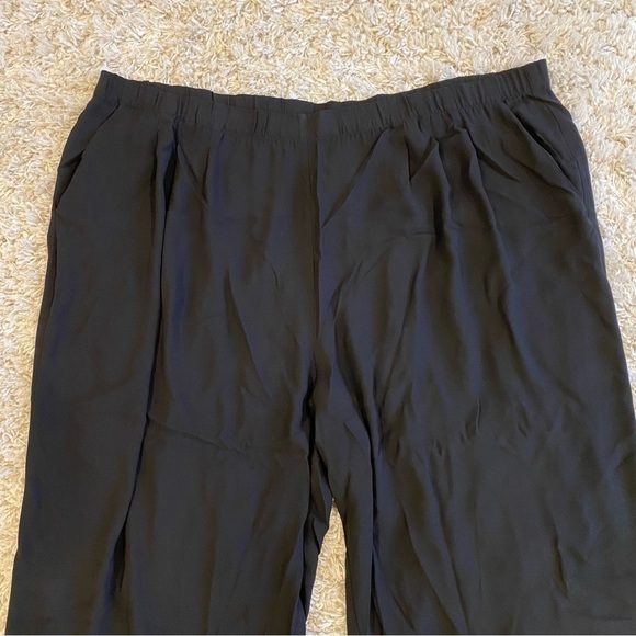 Eileen Fisher Womens Georgette Crepe Crop Pants Wide Leg Black 100% Silk Plus 3X - Picture 2 of 9